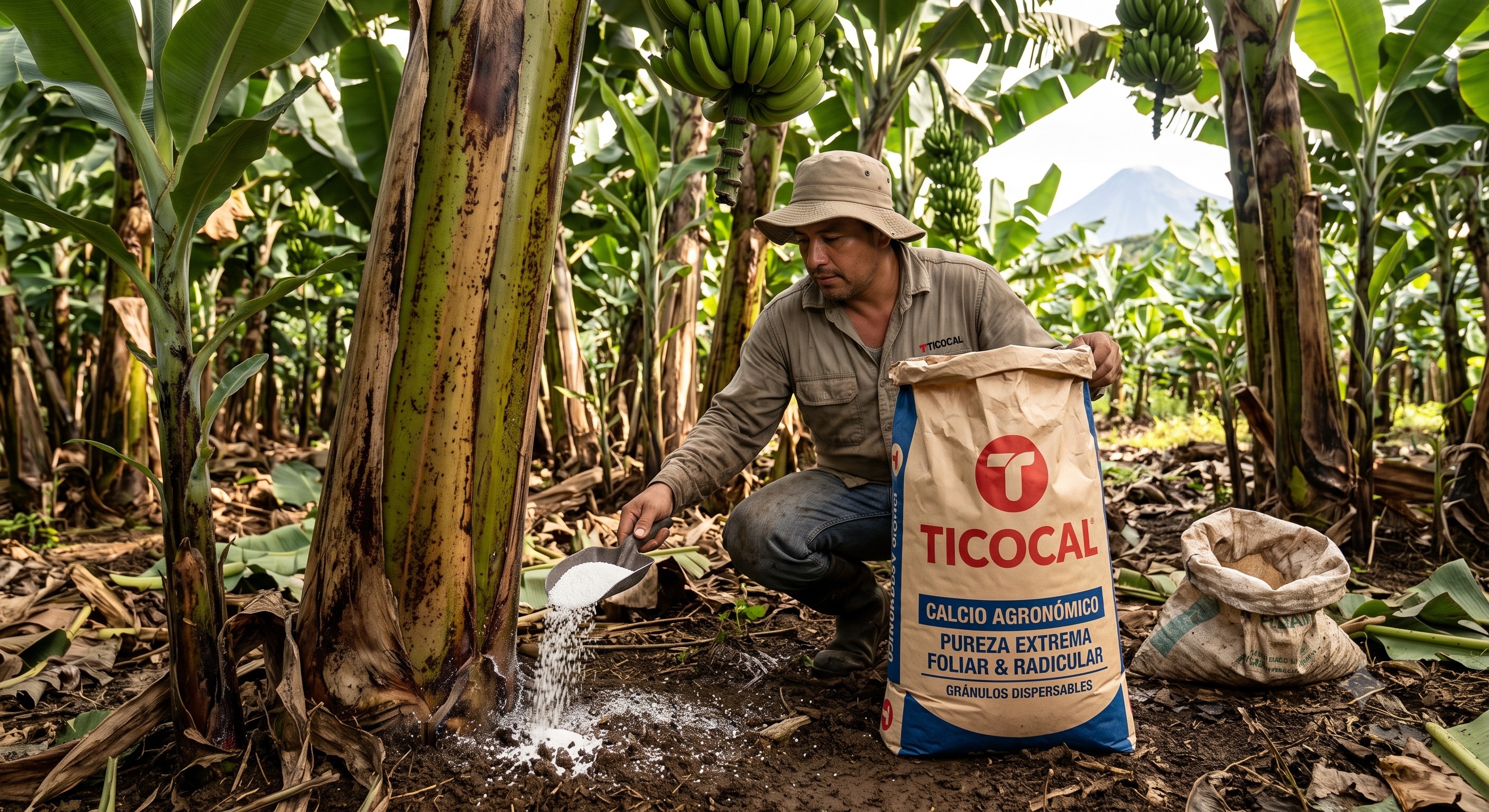 Aplicación de TicoCal Granular en cultivo de banano
